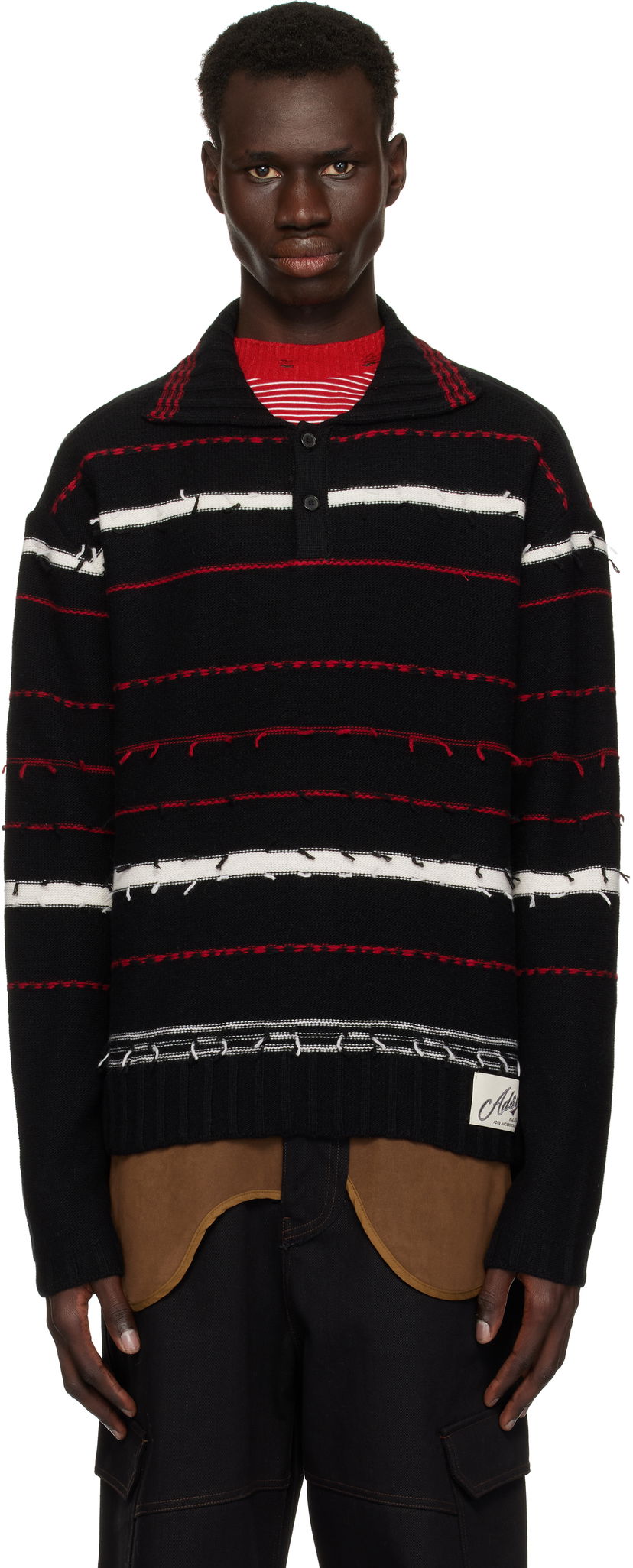 Cветр Andersson Bell Andersson Bell Striped Polo Sweater чорний | atb1245m