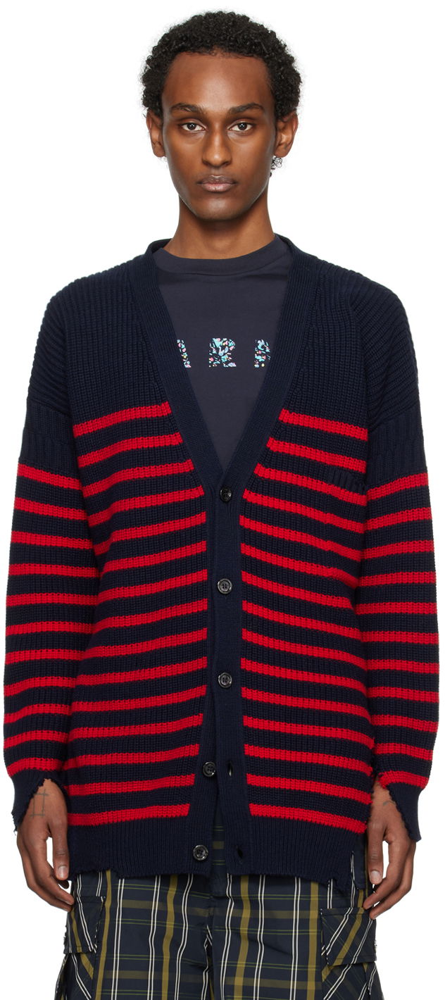 Cветр Marni Stripe Cardigan Червоний | CDMG0127Q0 UFC532