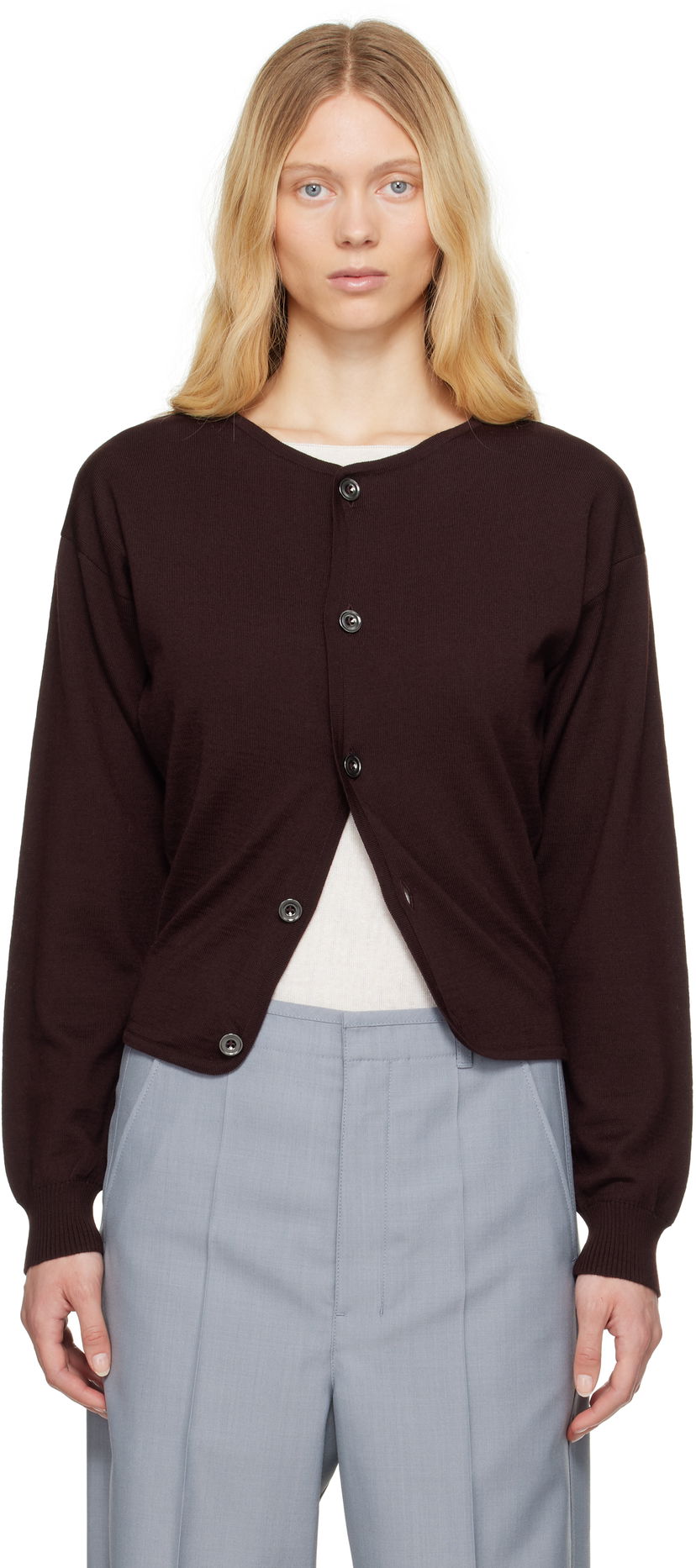Cветр LEMAIRE Lemaire Fitted Cardigan Коричневий | TO1322 LK087
