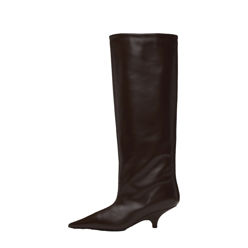 Кросівки та взуття TOTEME Wedge-Heel Knee Boots Коричневий | 244-WAS0192-LE0014