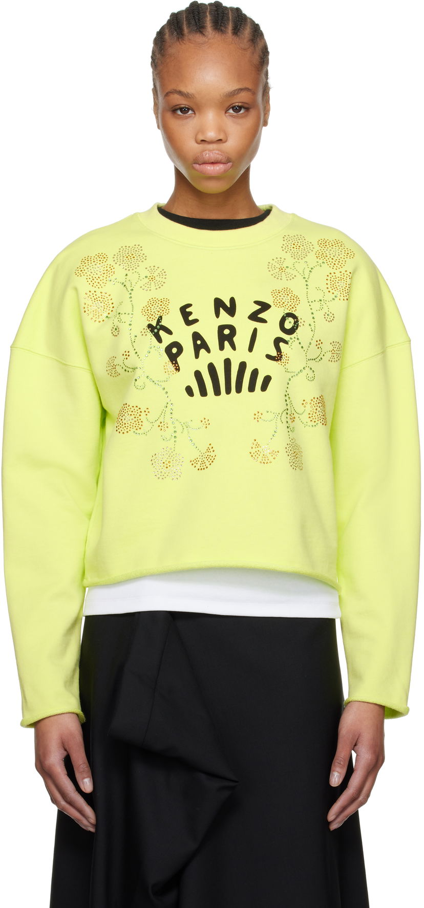 Cветр KENZO Kenzo 'Jungle Flower' Cropped Sweatshirt Жовтий | FF52SW1774MF