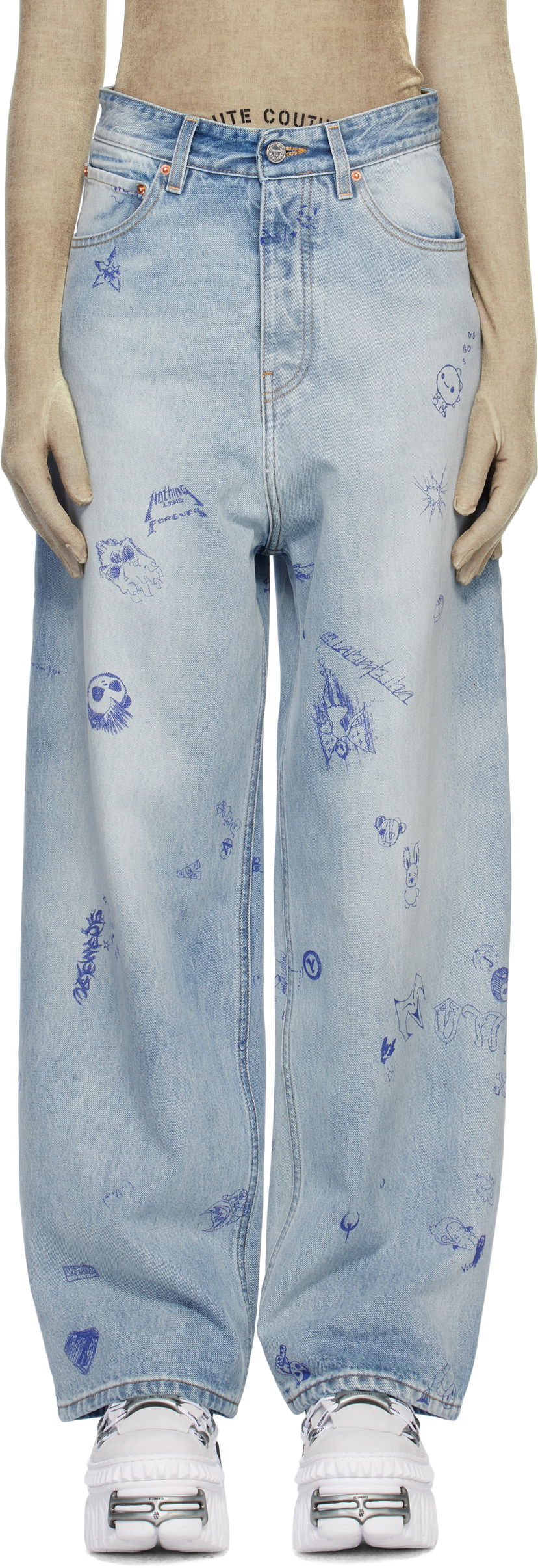 Джинси VETEMENTS Vetements Scribbled Baggy Jeans Синій | UA66PA550L