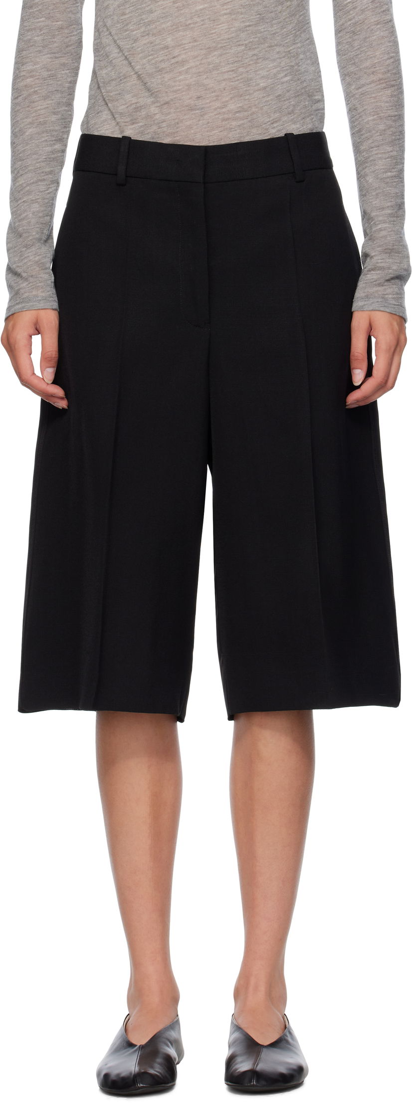 Шорти Jil Sander Jil Sander Viscose Silk Blend Straight Shorts чорний | J01KA0189_J65005