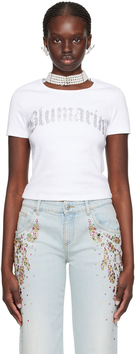 Футболка Blumarine Crystal-Cut T-Shirt білий | P422T048A