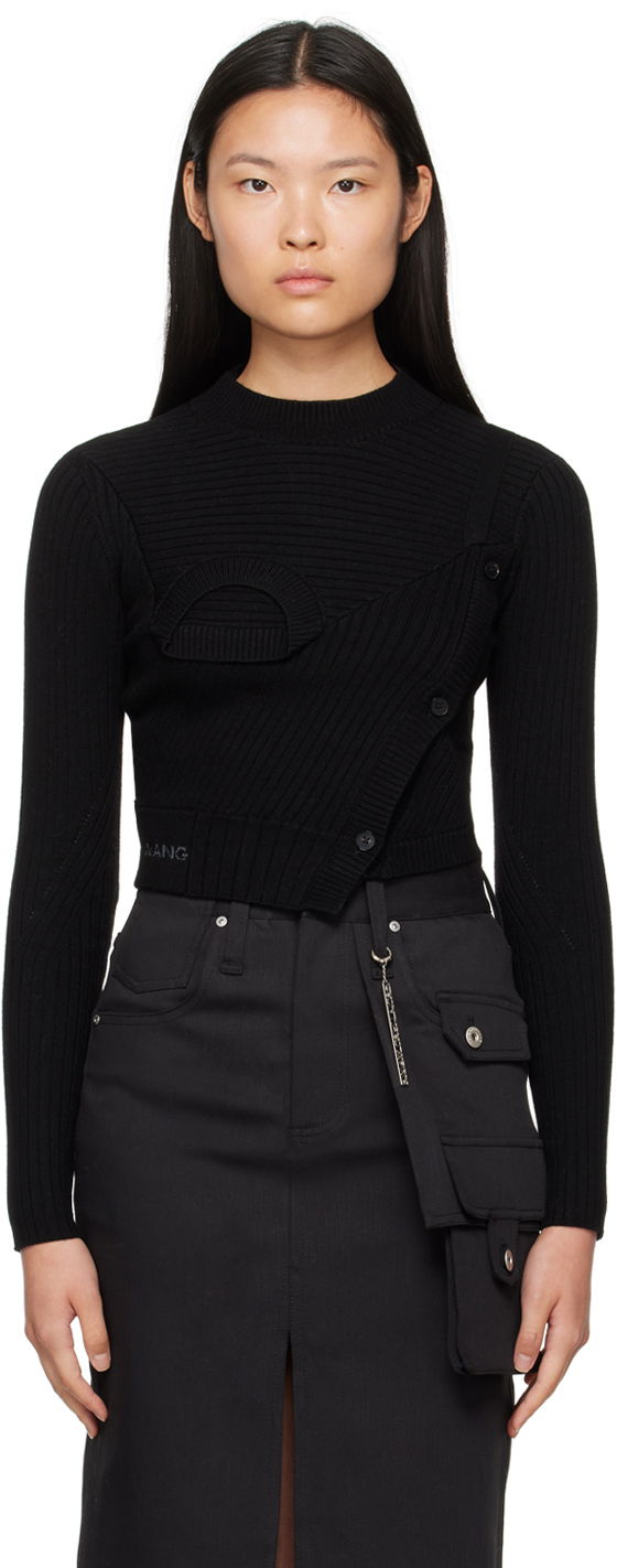 Cветр Feng Chen Wang Feng Chen Wang Ribbed Asymmetric Sweater чорний | FWF16KT02B