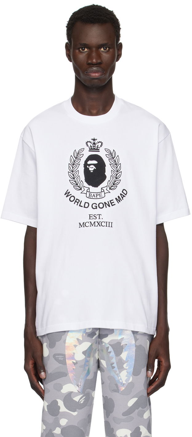 Футболка BAPE Crest College Relaxed Fit T-shirt білий | 001TEK801339M