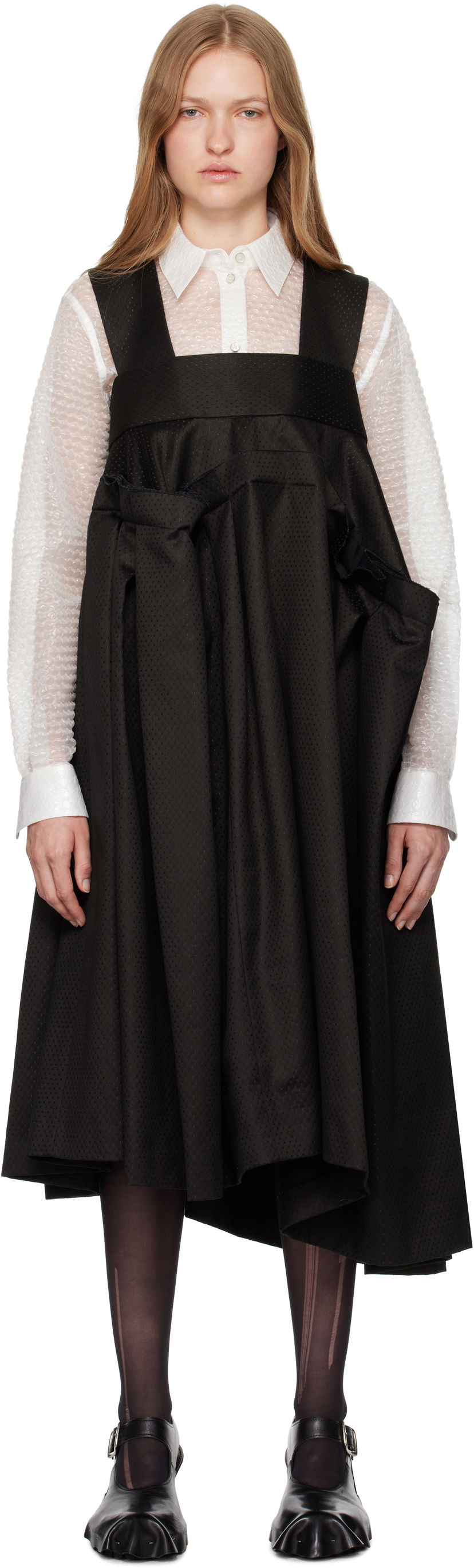 плаття Comme des Garçons Cotton Rayon Dots Midi Dress чорний | GN-A006-051