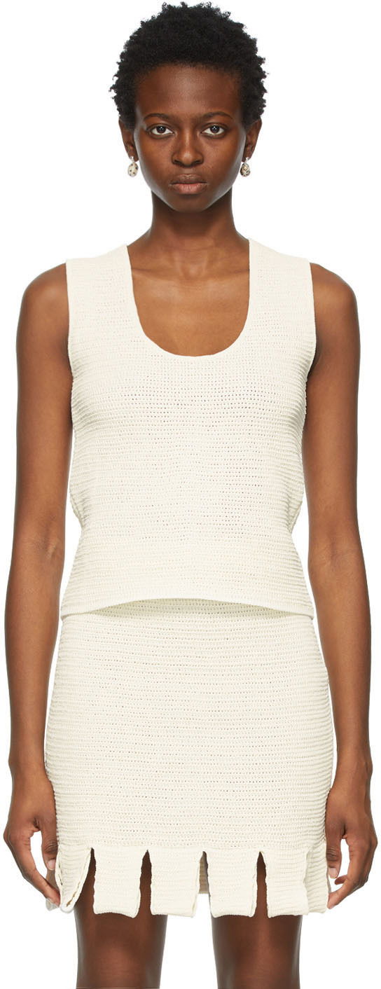 Безрукавка Bottega Veneta Mesh Tank Top бежевий | 656576 V0S90, 0