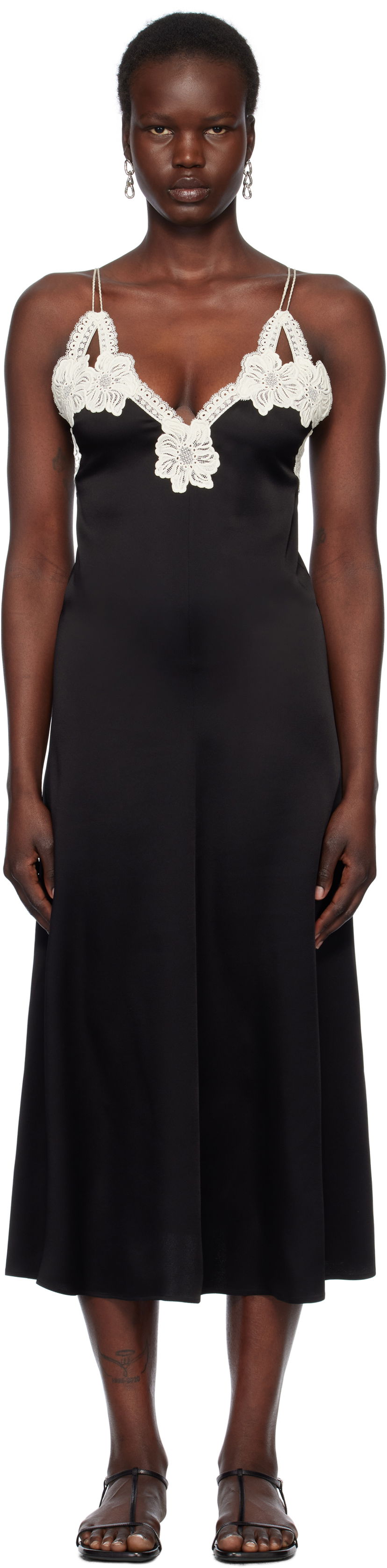 плаття Jil Sander Jil Sander Lace Trim Slip Midi Dress чорний | J02CT0468_J76018