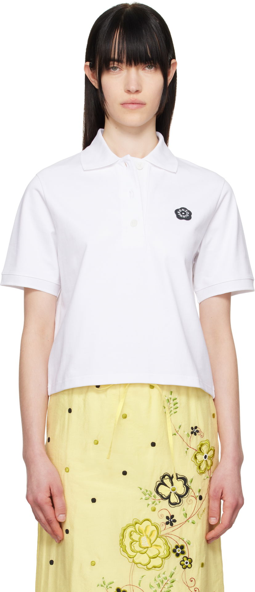 Сорочка поло KENZO Kenzo Paris 'Boke Flower 2.0' Embroidered Polo білий | FF52TS1604SB