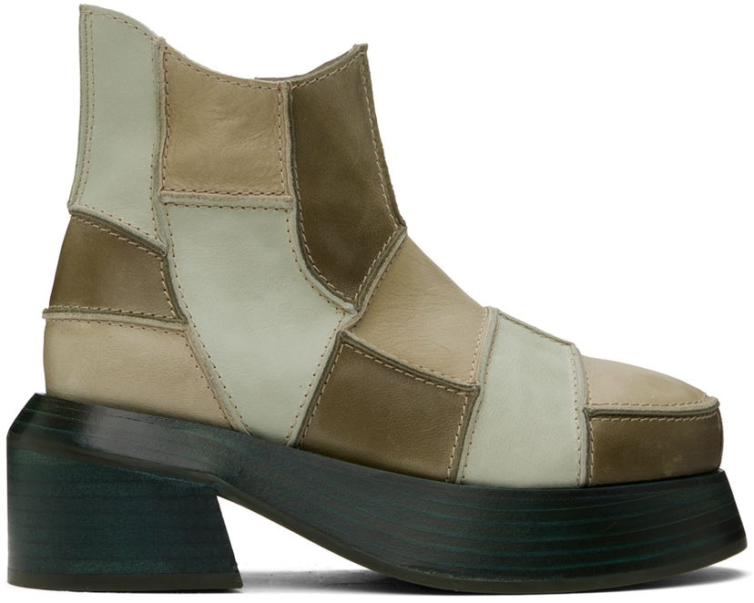 Пальто Eckhaus Latta Eckhaus Latta Patchwork Ankle Boots Зелений | FEKLWPTWB93005