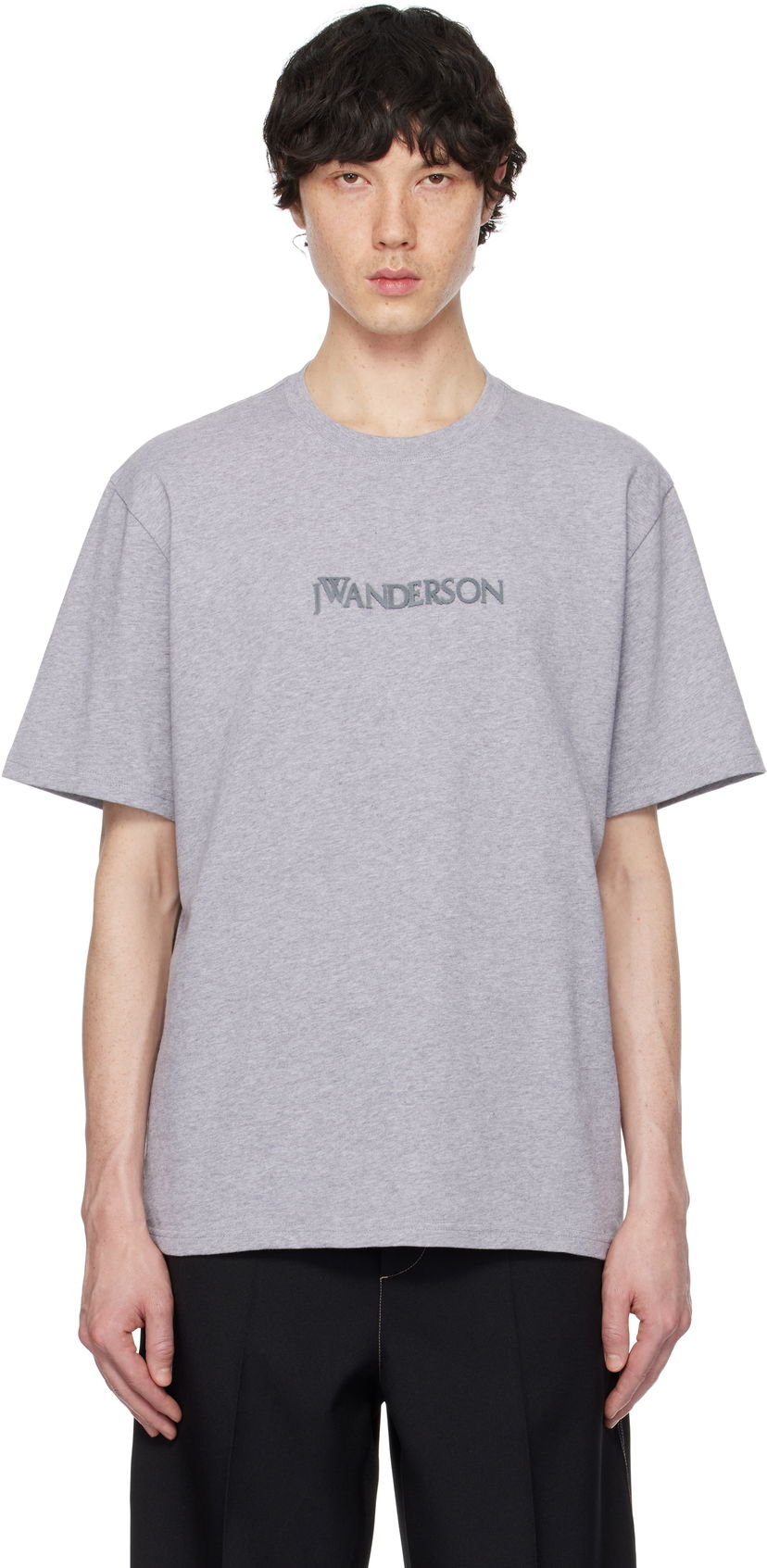 Футболка JW Anderson JW Anderson Logo Embroidery T-Shirt Сірий | JT0258-PG1510