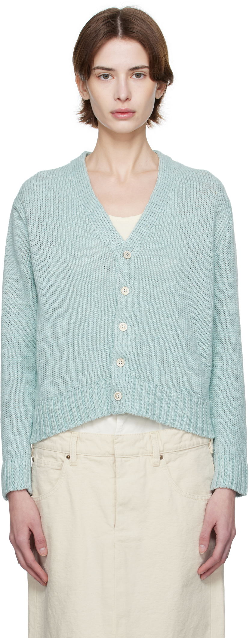 Cветр Maison Margiela Maison Margiela Hemp Knit Cropped Cardigan Зелений | S51HP0017 M13100