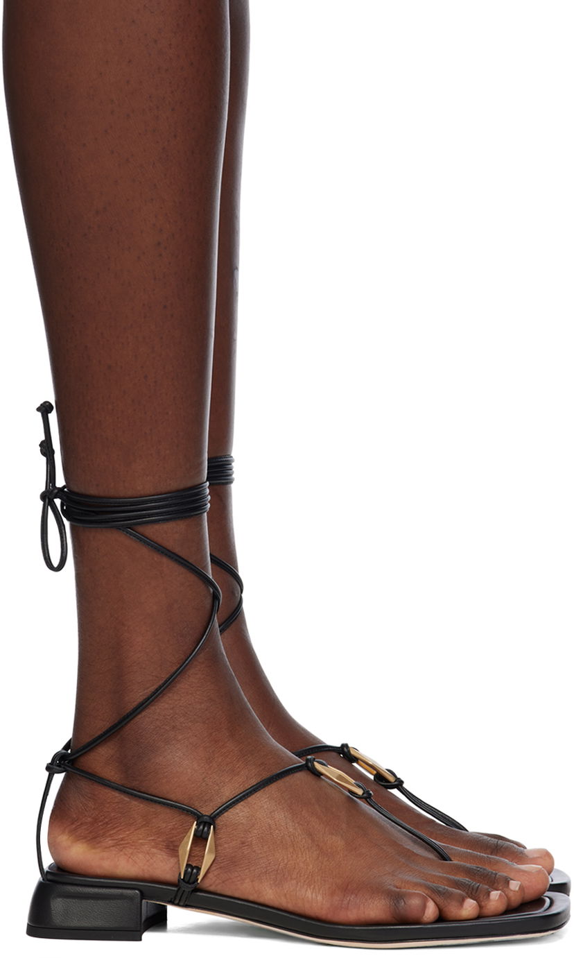 Одяг Jimmy Choo Onyxia Flat Lace-Up Sandals чорний | ONYXIA FLAT CJA