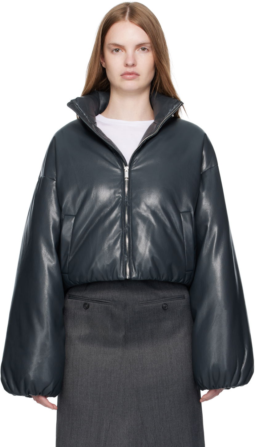 Пуховик Nanushka Nanushka Lilima Cropped Vegan Leather Puffer Jacket чорний | NW25PFJK01655