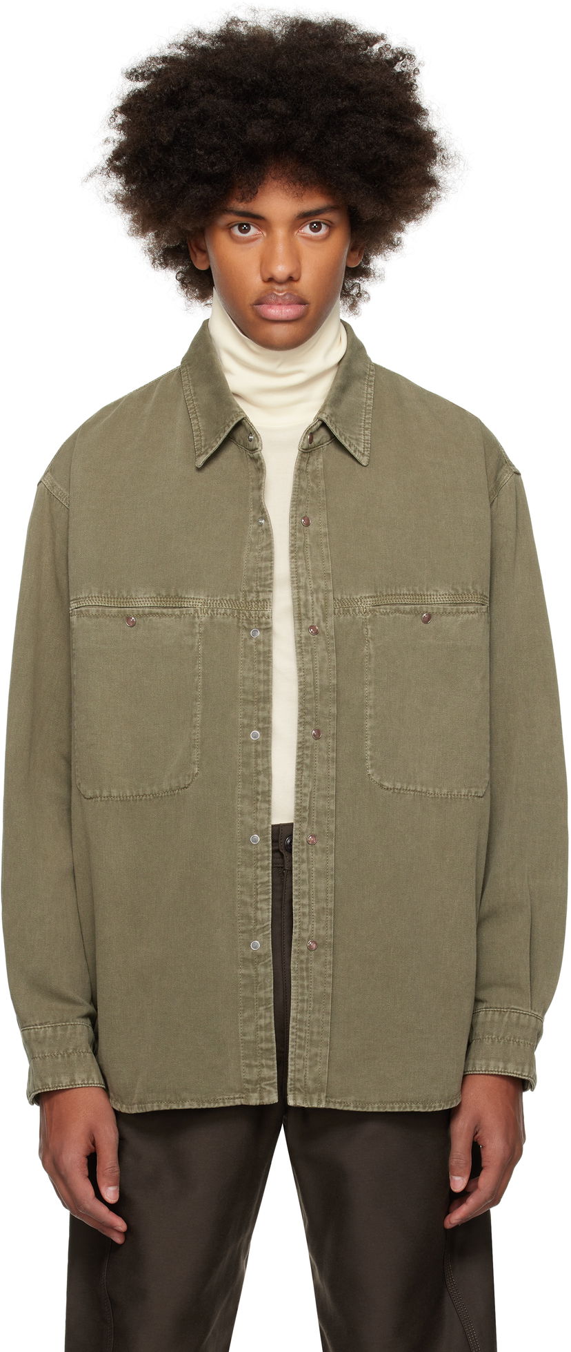 Сорочка LEMAIRE Lemaire Snaps Denim Shirt Зелений | SH1126 LD1027