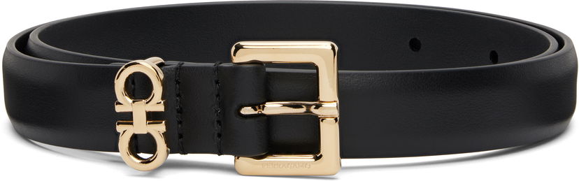 Ремені FERRAGAMO Ferragamo Gancini Skinny Belt чорний | 786298