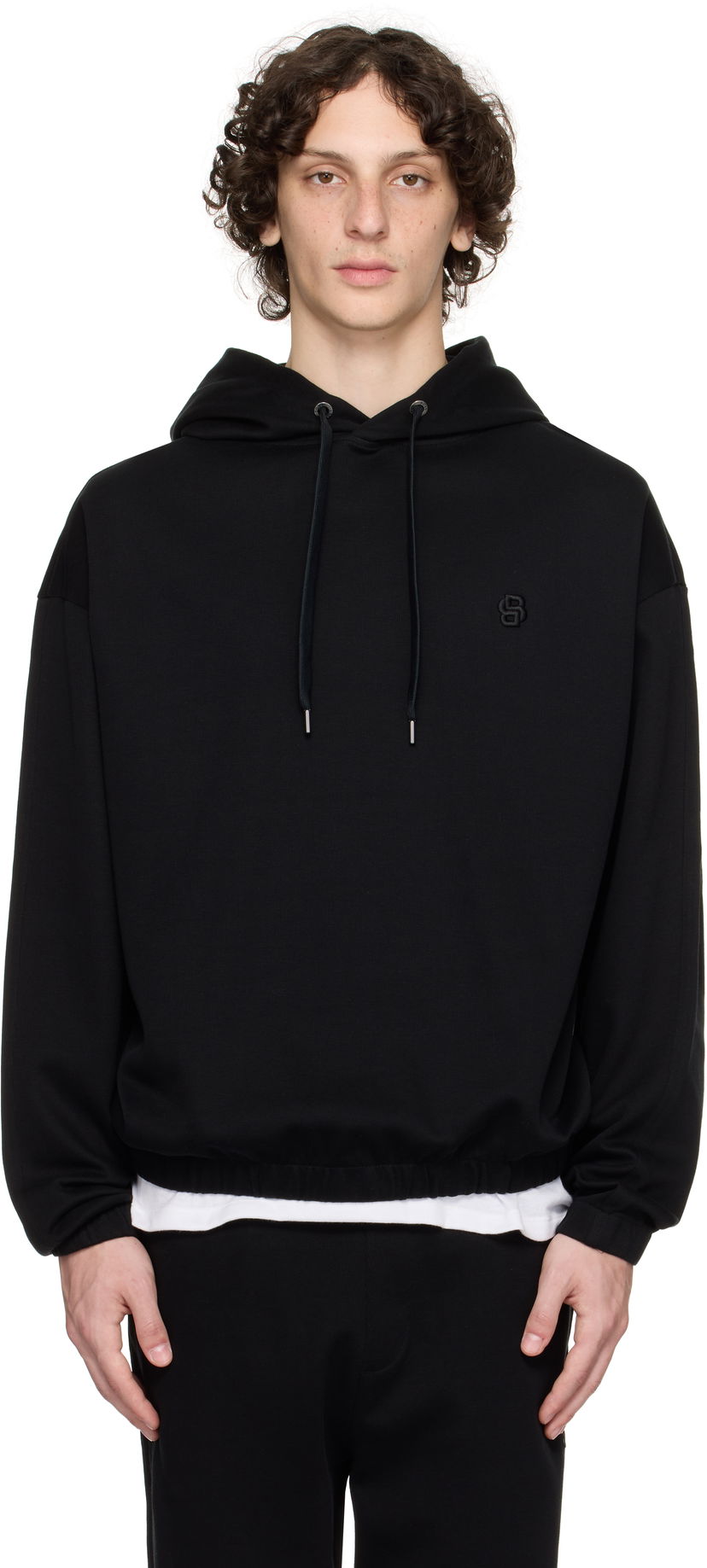 Світшоти BOSS BOSS Relaxed-Fit Mercerized Cotton Hoodie чорний | 50544099