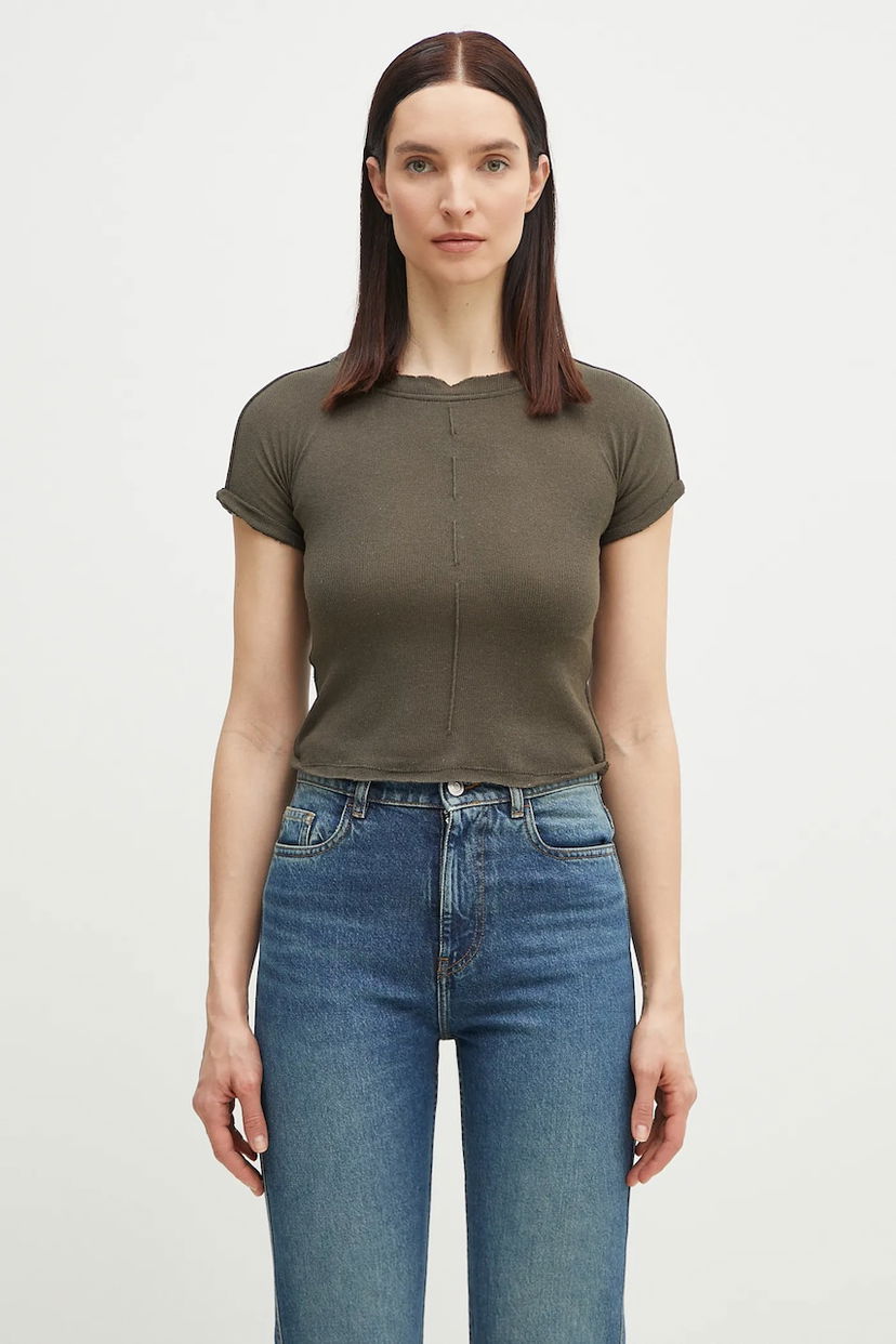 Кроп-топи Ottolinger Ottolinger Deconstructed Linen T-Shirt Зелений | 105.101106.01