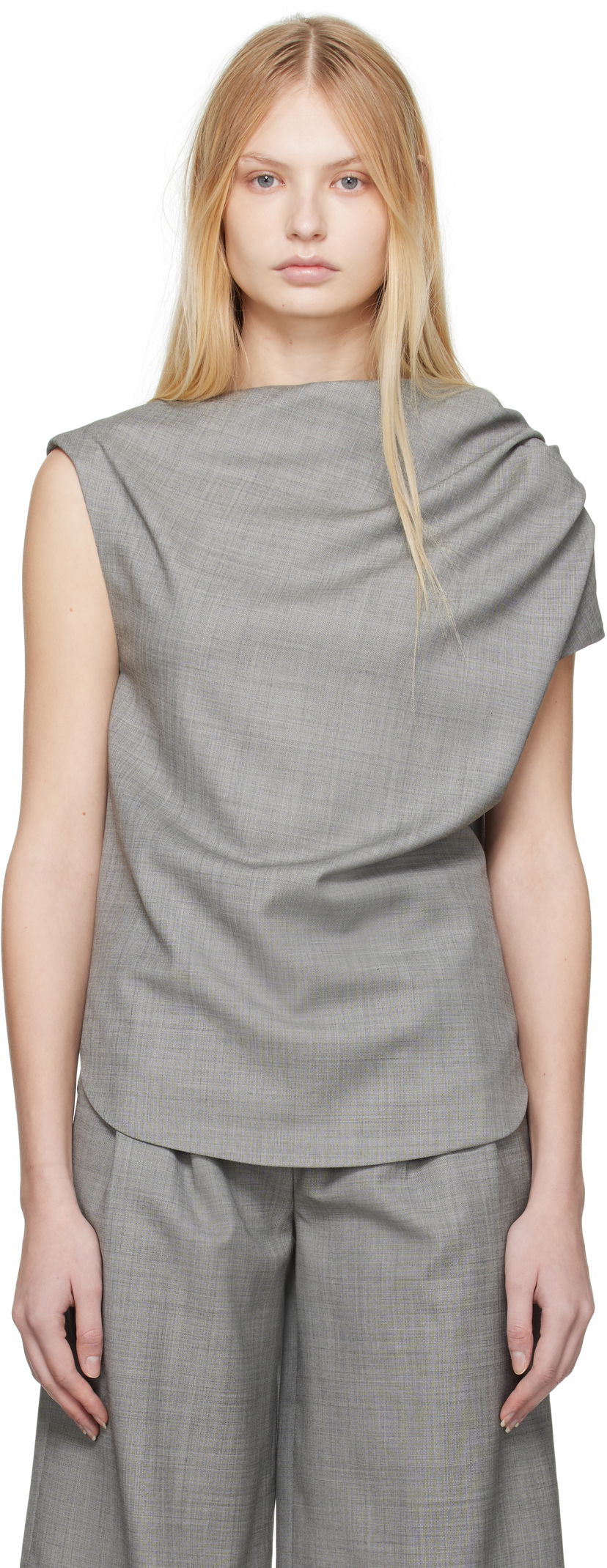 Футболки i безрукавка Loulou de Saison Loulou de Saison Lyra Draped Blouse Сірий | LYRA