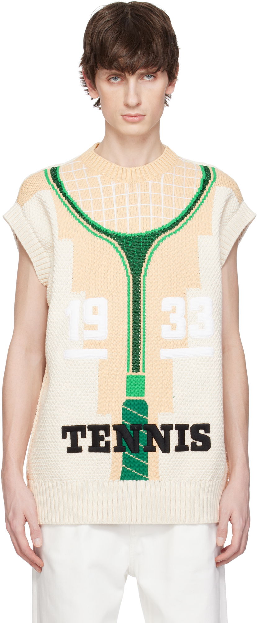 Cветр Lacoste Runway Graphic Tennis Sweater Vest бежевий | AH6751