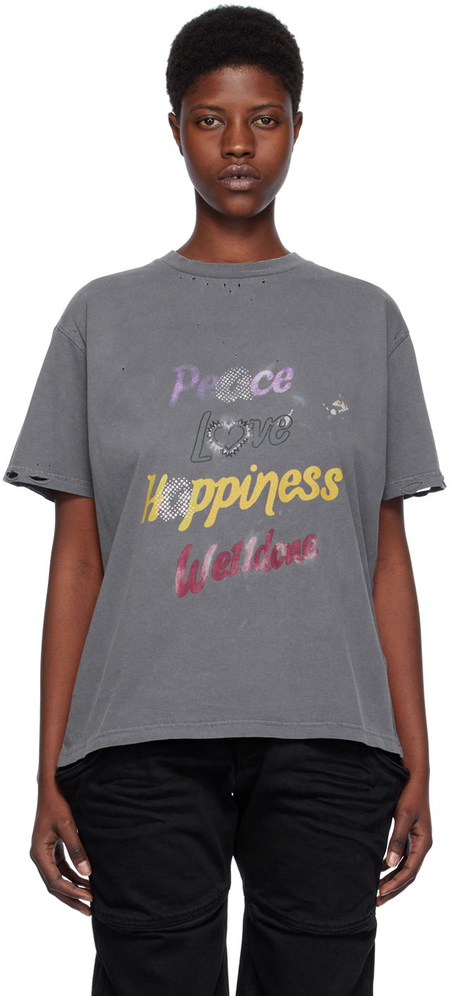 Футболка We11done We11done Lettering Graphic T-Shirt Сірий | WD-TT0-24-705-U-CH, 0