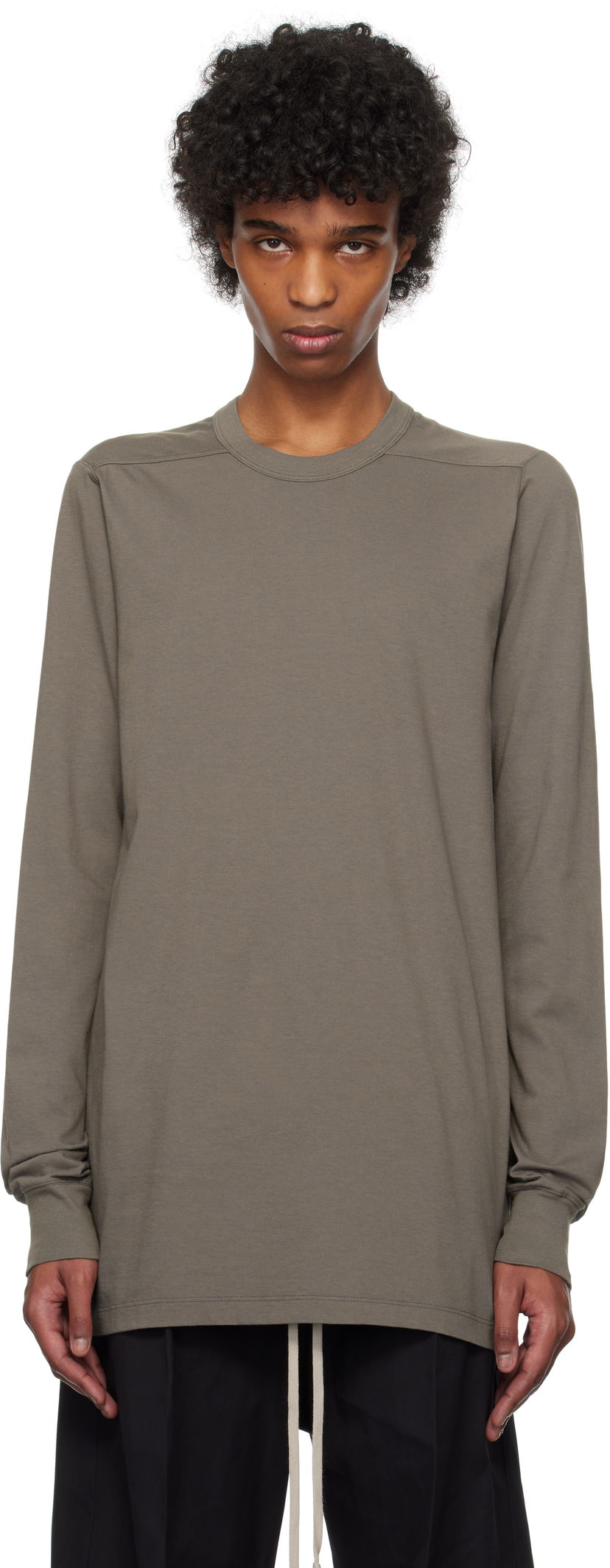 Футболка Rick Owens Rick Owens Hollywood Level Long Sleeve T-Shirt Зелений | RU01E5266 JA
