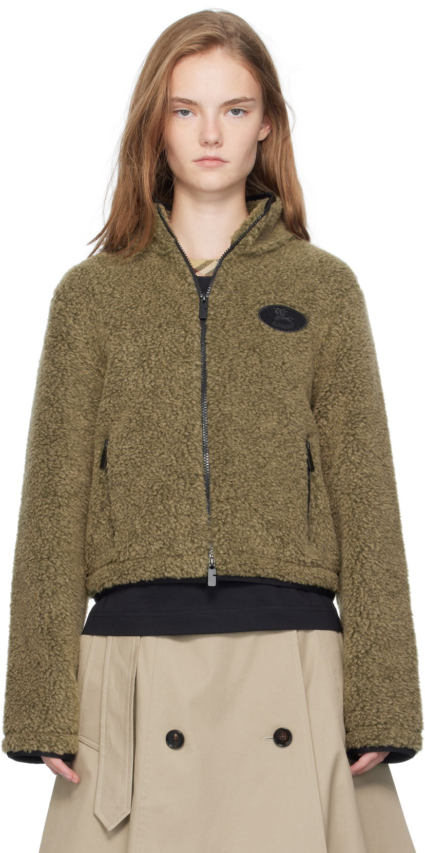 Куртка Burberry Burberry Cropped Fleece Jacket Зелений | 8109274