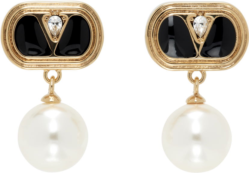 Сережки Valentino Valentino Garavani Gold-Tone & Pearl Ovalette Earrings білий | 7Y2J0X91NBS