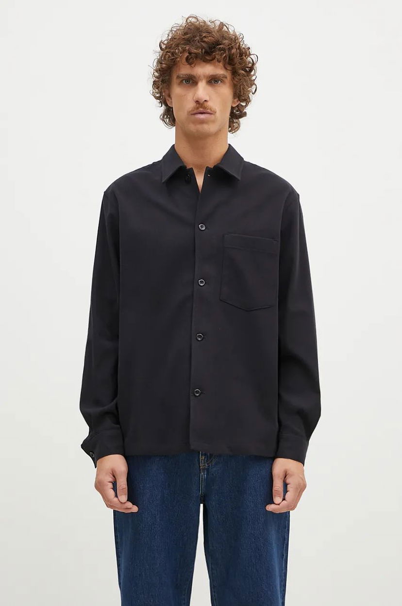 Сорочка NORSE PROJECTS LS Shirt Carsten Cotton Wool Regular чорний | N40.0806.9999