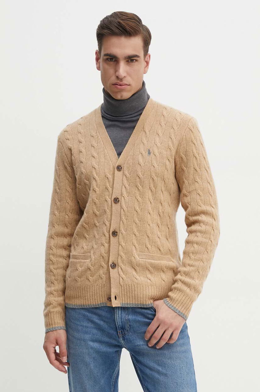 Cветр Polo by Ralph Lauren Cable-Knit Wool Cardigan бежевий | 710949808