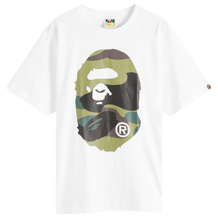 Футболка BAPE A Bathing Ape Giant 1St Camo Big Ape Head T-Shirt, Size Large білий | 001TEL301015M-WGN