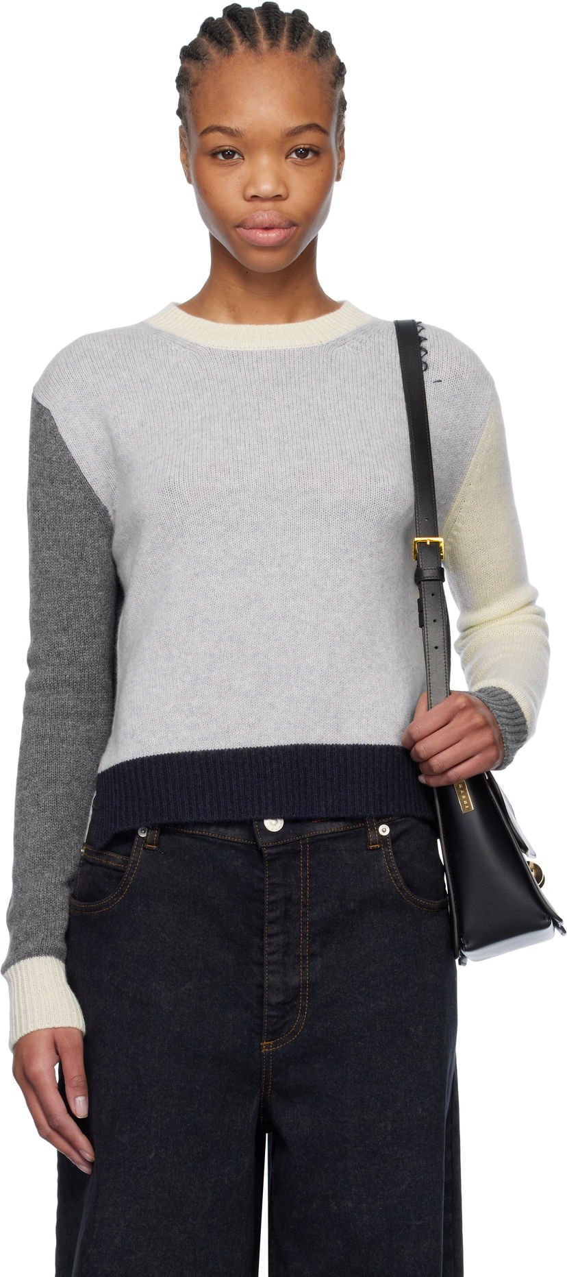 Cветр Marni Marni Color Block Cashmere Sweater Сірий | GCMD0585Q0 UFX385
