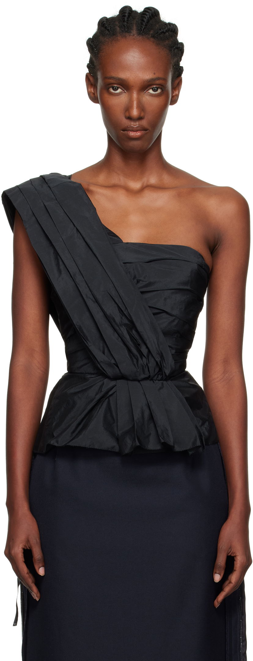 Футболки i безрукавка Maison Margiela Maison Margiela Pleated One-Shoulder Top чорний | S51NC0629 M35350