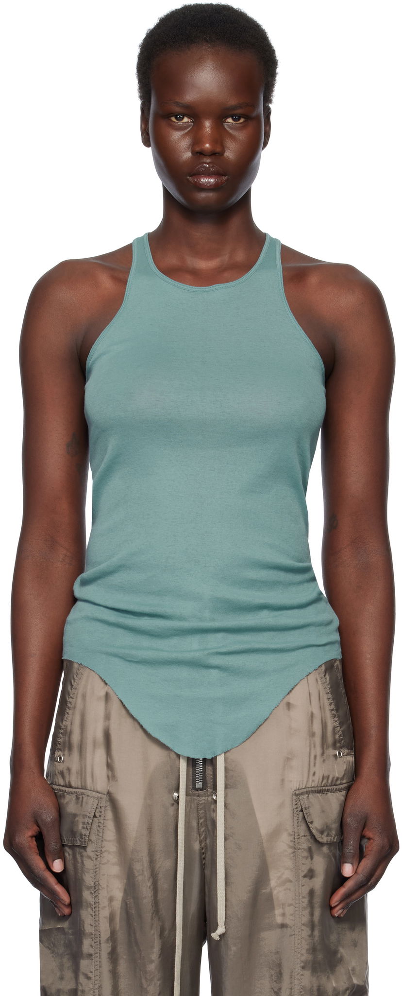 Безрукавка Rick Owens Rick Owens Hollywood Basic Rib Tank Top Зелений | RP01E7101 MR