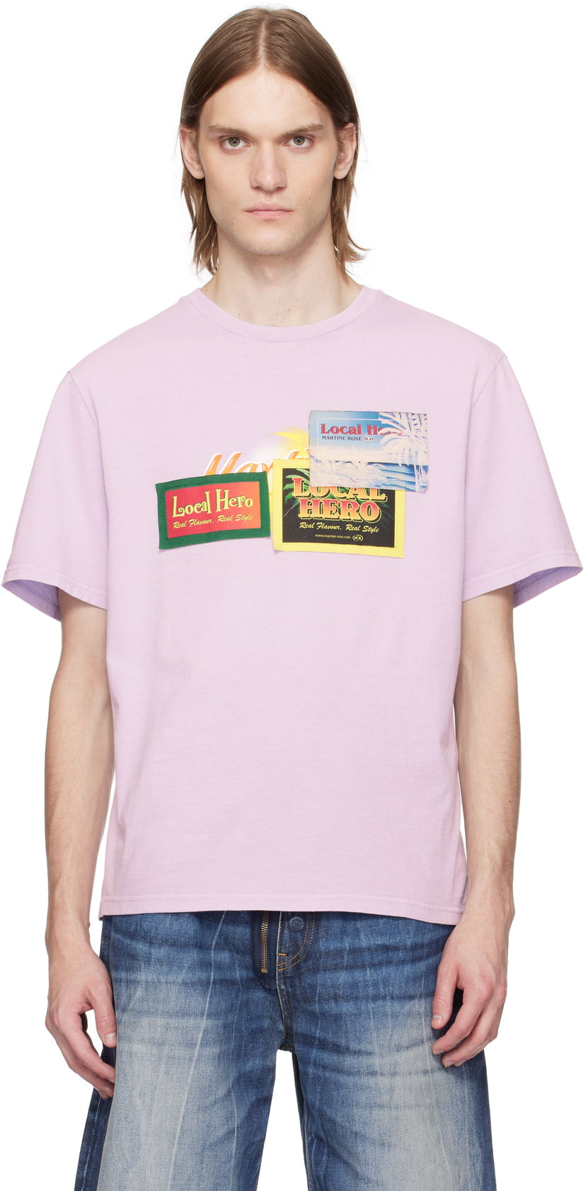 Футболка Martine Rose Martine Rose 'Local Hero' Graphic T-Shirt Рожевий | 603JE03602F