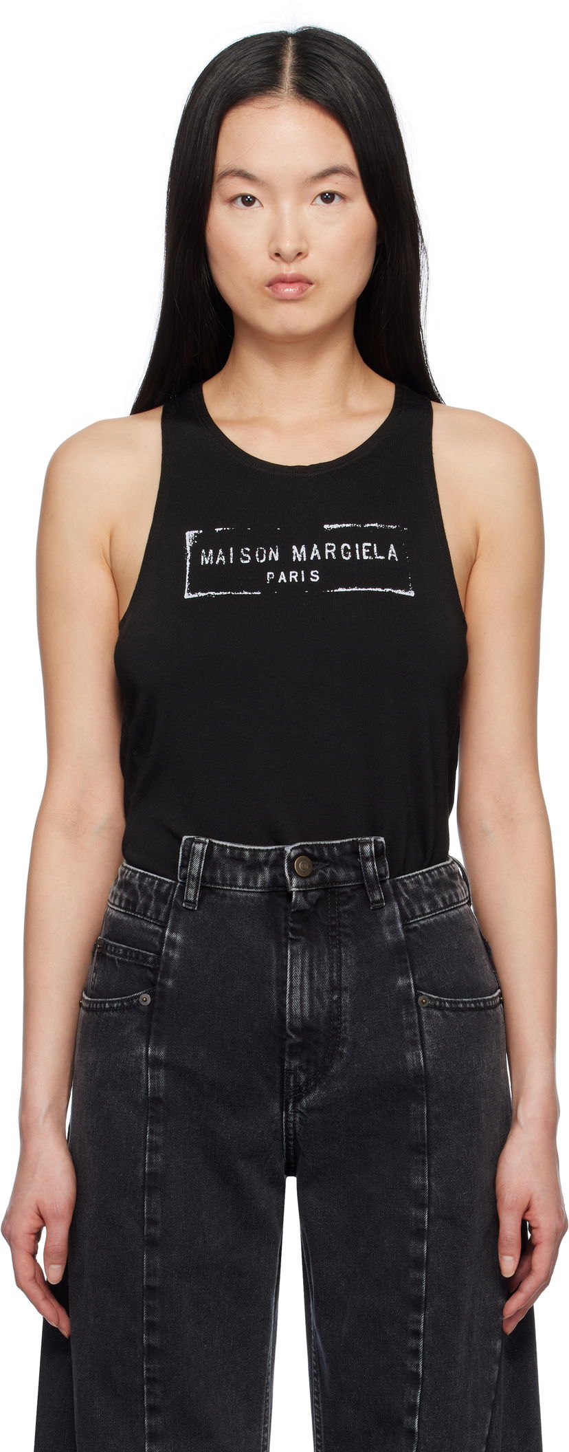 Безрукавка Maison Margiela Maison Margiela Logo Tank Top чорний | S51NL0048 S24522
