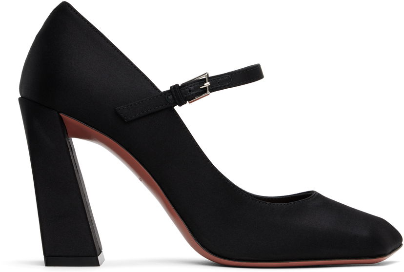 Кросівки та взуття Amina Muaddi Charlotte Mary Jane Heels чорний | CHARLOTTE MARY JANE SATIN