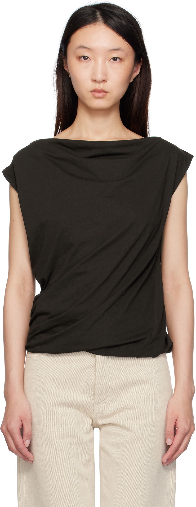 Безрукавка Baserange Baserange Turn Draped Tank Top чорний | TOTUT-RC-SU25