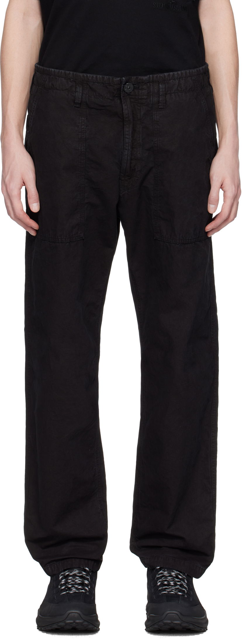 Штани карго Stone Island Stone Island Brushed Organic Cotton Canvas Old Effect Trousers чорний | K1S15 3100023 S00WA