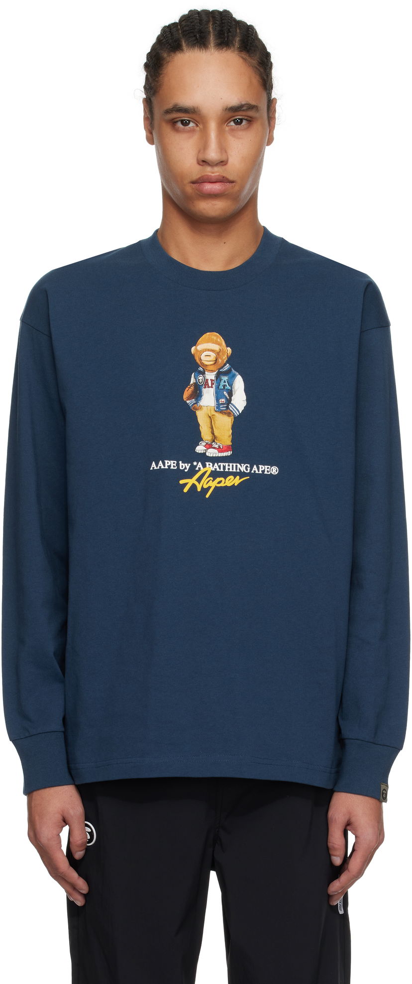 Футболка AAPE by A Bathing Ape AAPE by A Bathing Ape 'AAPE Theme AAPER' Long Sleeve T-Shirt темно-синій | AAPLTM1610XXNNYX