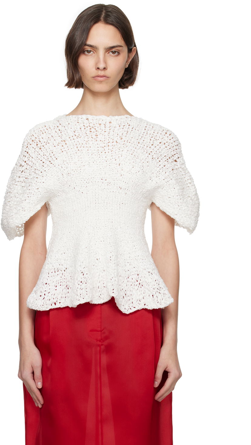Cветр Khaite KHAITE Mathilde Peplum Knit Top білий | 9812121