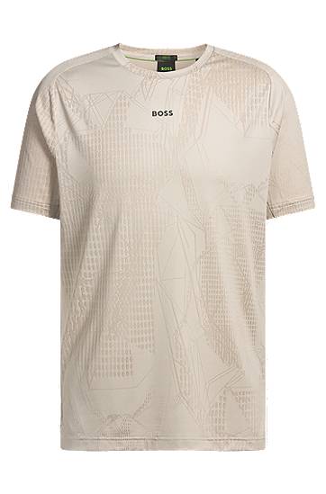 Футболка BOSS BOSS Active Jacquard-Pattern T-Shirt with Moisture Management бежевий | 50537755