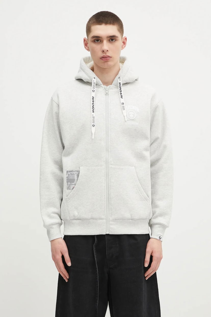 Світшоти AAPE by A Bathing Ape AAPE Now Zip Up Hoodie Сірий | AAPSWMB332XAN
