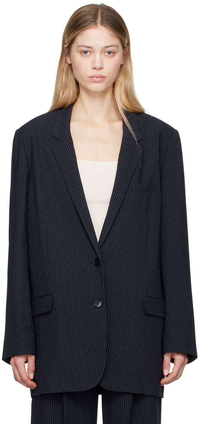 Куртка ISABEL MARANT Pinstriped Single-Breasted Blazer Синій | VE0367FA-B3F01I