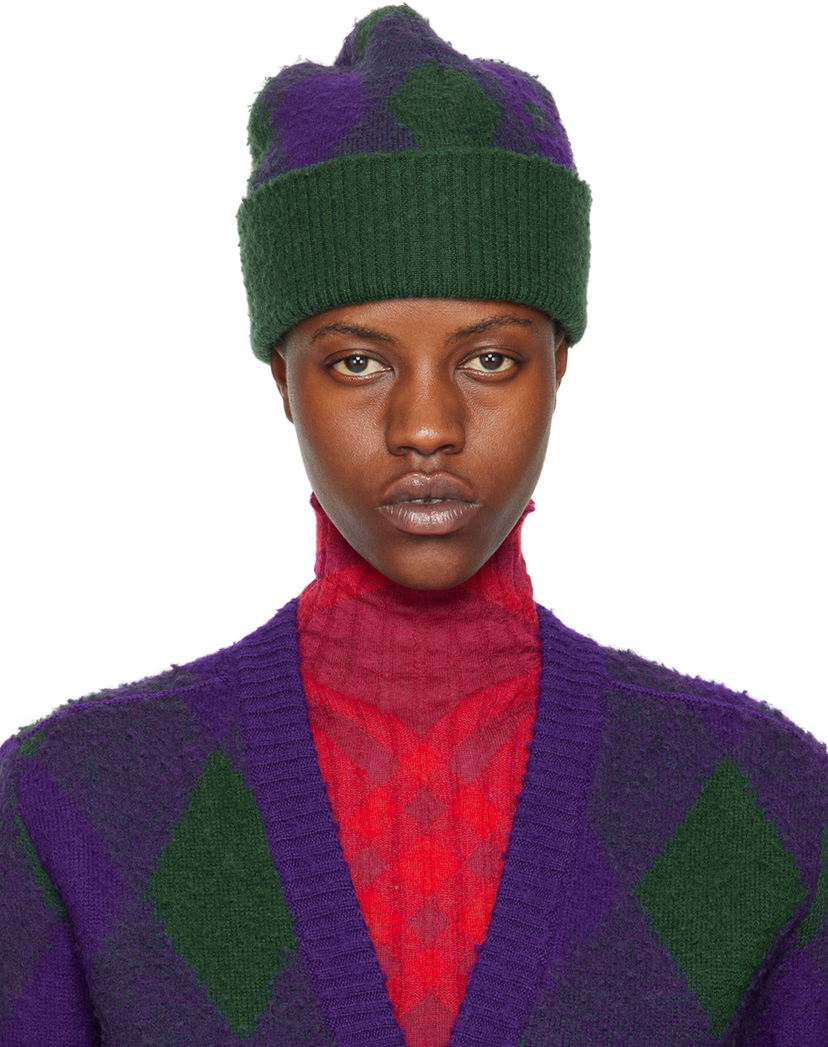 Шапка Burberry Argyle Beanie Зелений | 8077626
