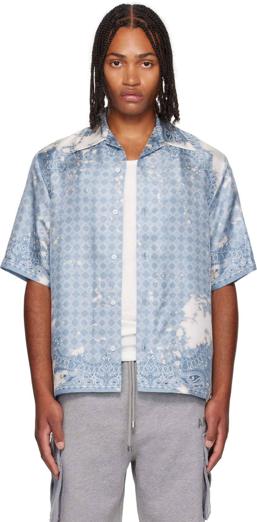 Сорочка AMIRI Bleach Bandana Bowling Shirt Синій | AMSTCA1159