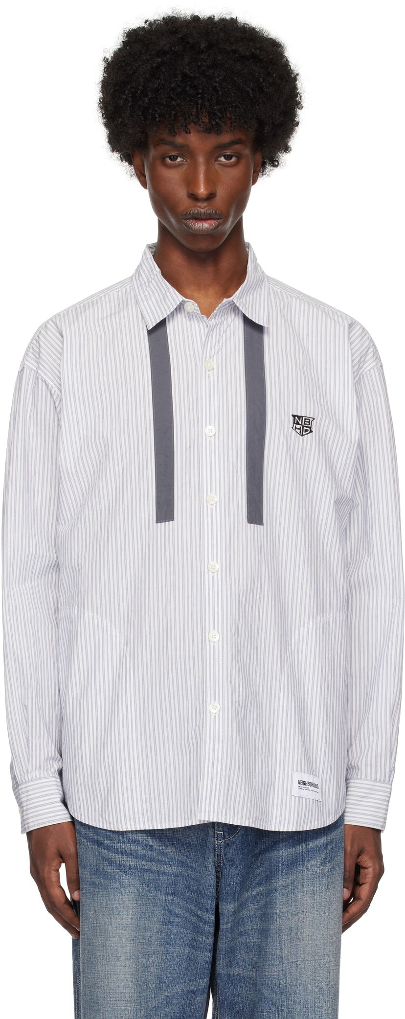 Сорочка Neighborhood Tie Long Sleeve Shirt білий | 242AQNH-SHM01