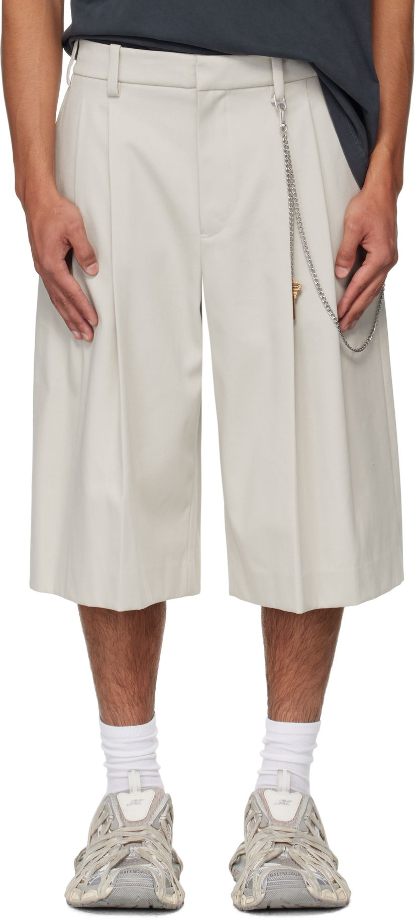 Шорти Alexander Wang Alexander Wang Chain Tailored Shorts бежевий | 6WC3254097