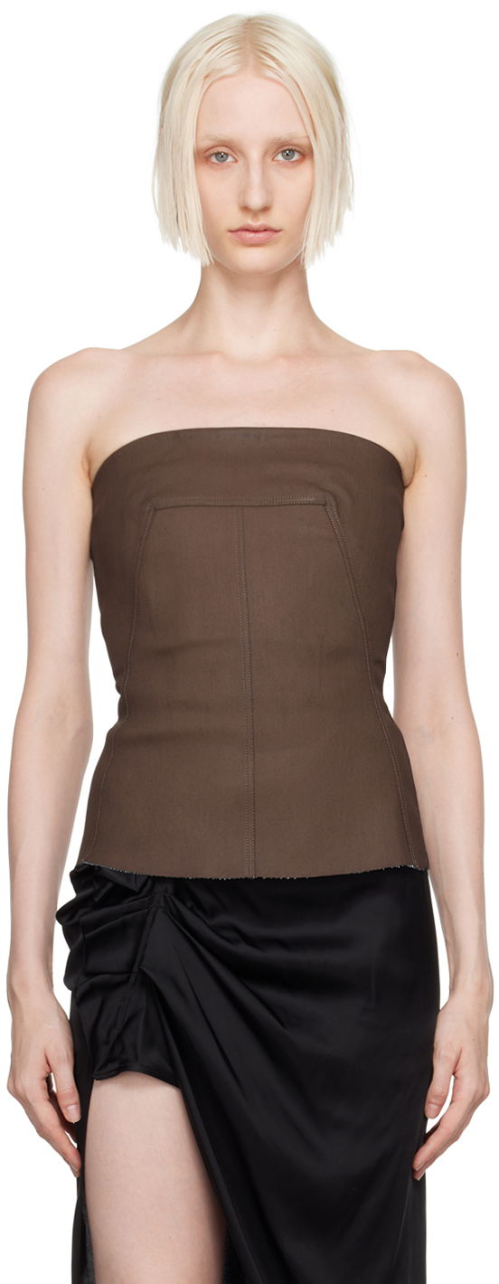 Одяг Rick Owens Brown Porterville Bustier Denim Top Коричневий | RP02D3127 SMT
